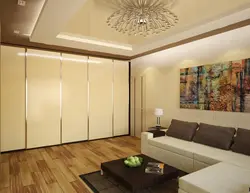 Living room interior with wardrobe in apartment