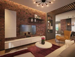 Living room interior brick wallpaper