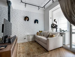 Living room interior brick wallpaper