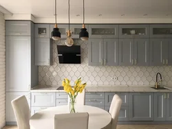 Gray neoclassical kitchen photo