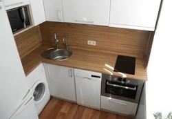Kitchen 5 Square Meters Design Photo With Refrigerator, Washing Machine