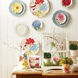 Plates on the wall in the kitchen interior