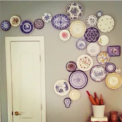 Plates on the wall in the kitchen interior