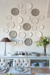 Plates on the wall in the kitchen interior