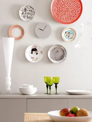 Plates on the wall in the kitchen interior