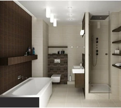 Bathroom Interior With Toilet And Shower