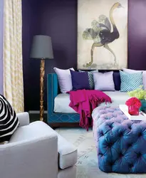 Сочетание с фиолетовым в интерьере спальни