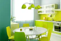 Yellow-green color in the kitchen interior