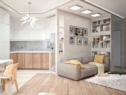 Design of a one-room apartment 40 sq.m. with a kitchen