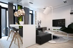 Design of a one-room apartment 40 sq.m. with a kitchen