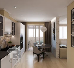 Design of a one-room apartment 40 sq.m. with a kitchen