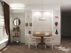 White brick in the kitchen design one wall