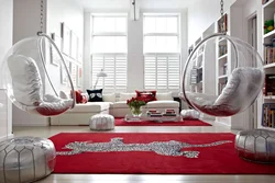 Living room design with hanging chair