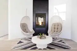 Дизайн гостиной с подвесным креслом