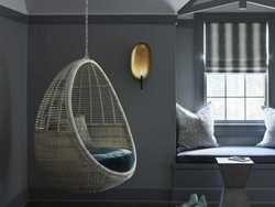 Living room design with hanging chair