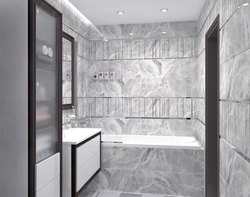 Gray Porcelain Tiles In The Bathroom Design Photo