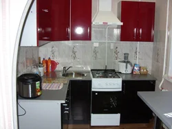 Kitchen in Brezhnevka 6 sq m with refrigerator photo