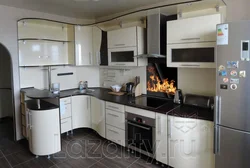 Photo of corner kitchen units for a small kitchen with a refrigerator