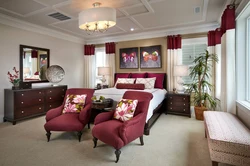 Living room design in burgundy color