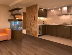Kitchen area in a studio apartment photo