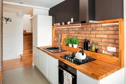 Kitchen with wooden countertop photo