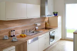 Kitchen with wooden countertop photo