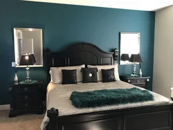 Blue green bedroom interior