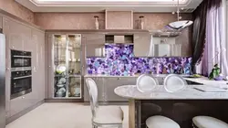 Lilac beige kitchen interior