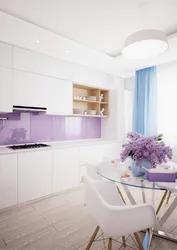 Lilac beige kitchen interior