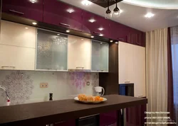 Lilac beige kitchen interior