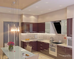 Lilac beige kitchen interior