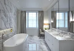 Серый мрамор в ванной фото интерьера