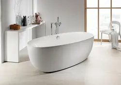 Acrylic bathtub in the bathroom interior