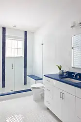 Плитка в ванной голубой белый дизайн