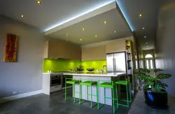 Photo of two-level plasterboard ceilings only in the kitchen