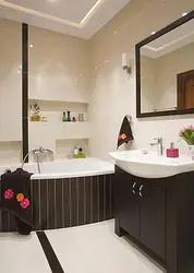 Дизайн ванной с темной мебелью