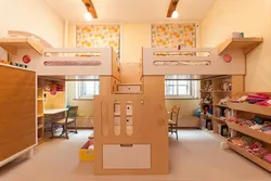 Дизайн спальня для троих детей