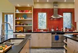 Kitchen design in terracotta tones