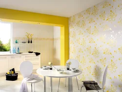 Photo examples of kitchen decoration with wallpaper