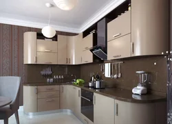 Combination of brown and beige in the kitchen interior