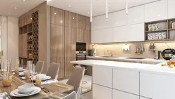 Combination of brown and beige in the kitchen interior