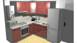 Kitchen 6 sq m with gas water heater and refrigerator photo