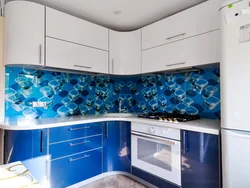 Kitchen design in white and blue tones