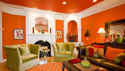 Orange living room photo