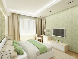 Bedroom in beige-green tone photo