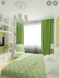 Bedroom in beige-green tone photo