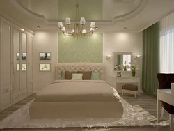 Bedroom in beige-green tone photo