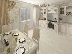 Белая кухня ў светлым інтэр'еры фота