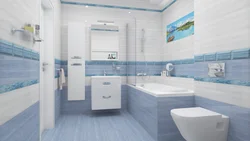 Дизайн ванны серо голубая