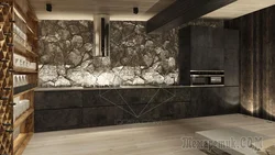 Flexible stone walls in the kitchen photo